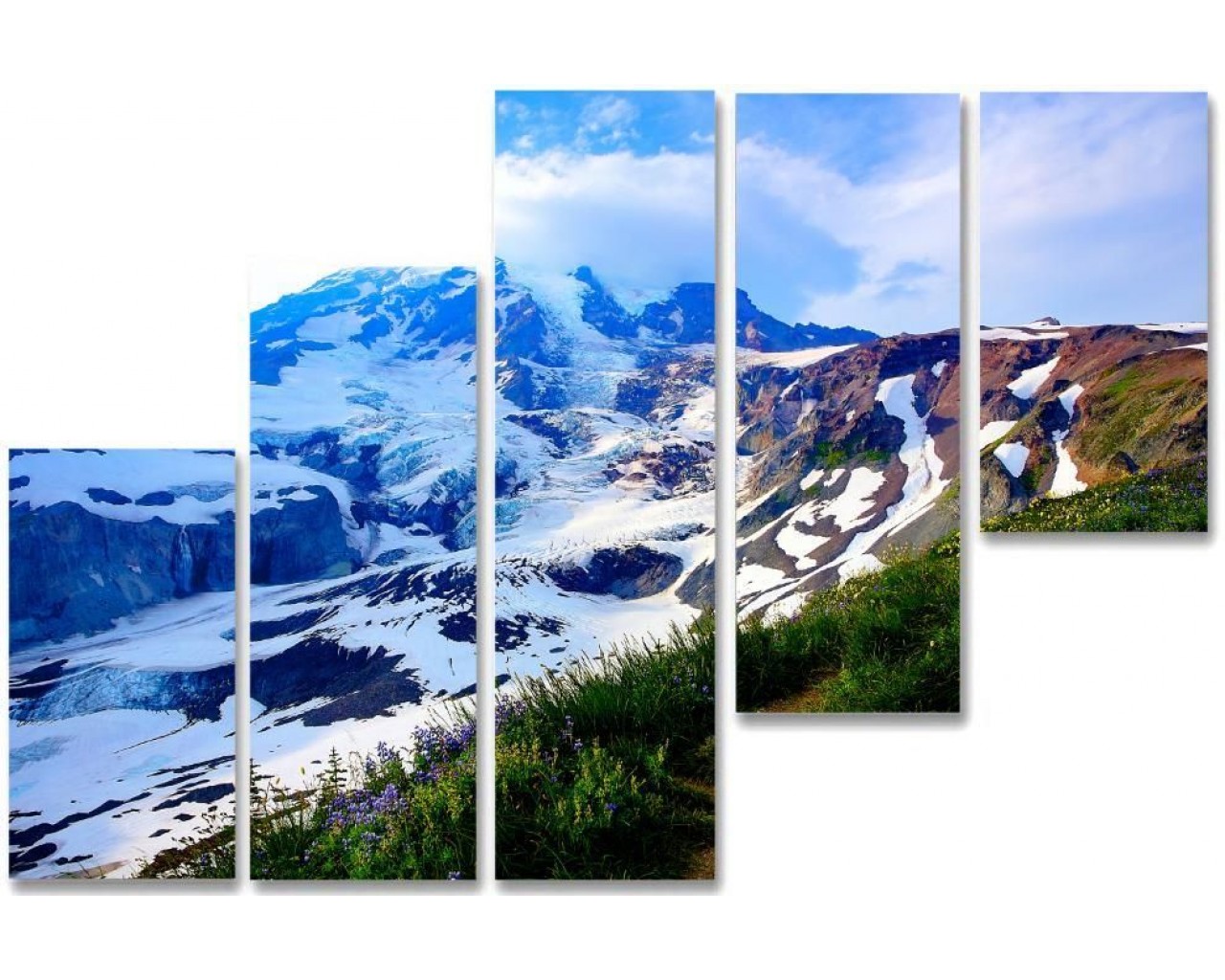 Модульная картина Снежный спуск, 125х80 см.
