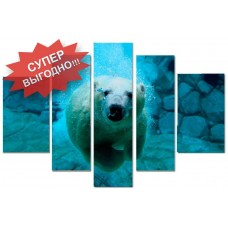 Модульная картина Белый медведь, 135х80 см.