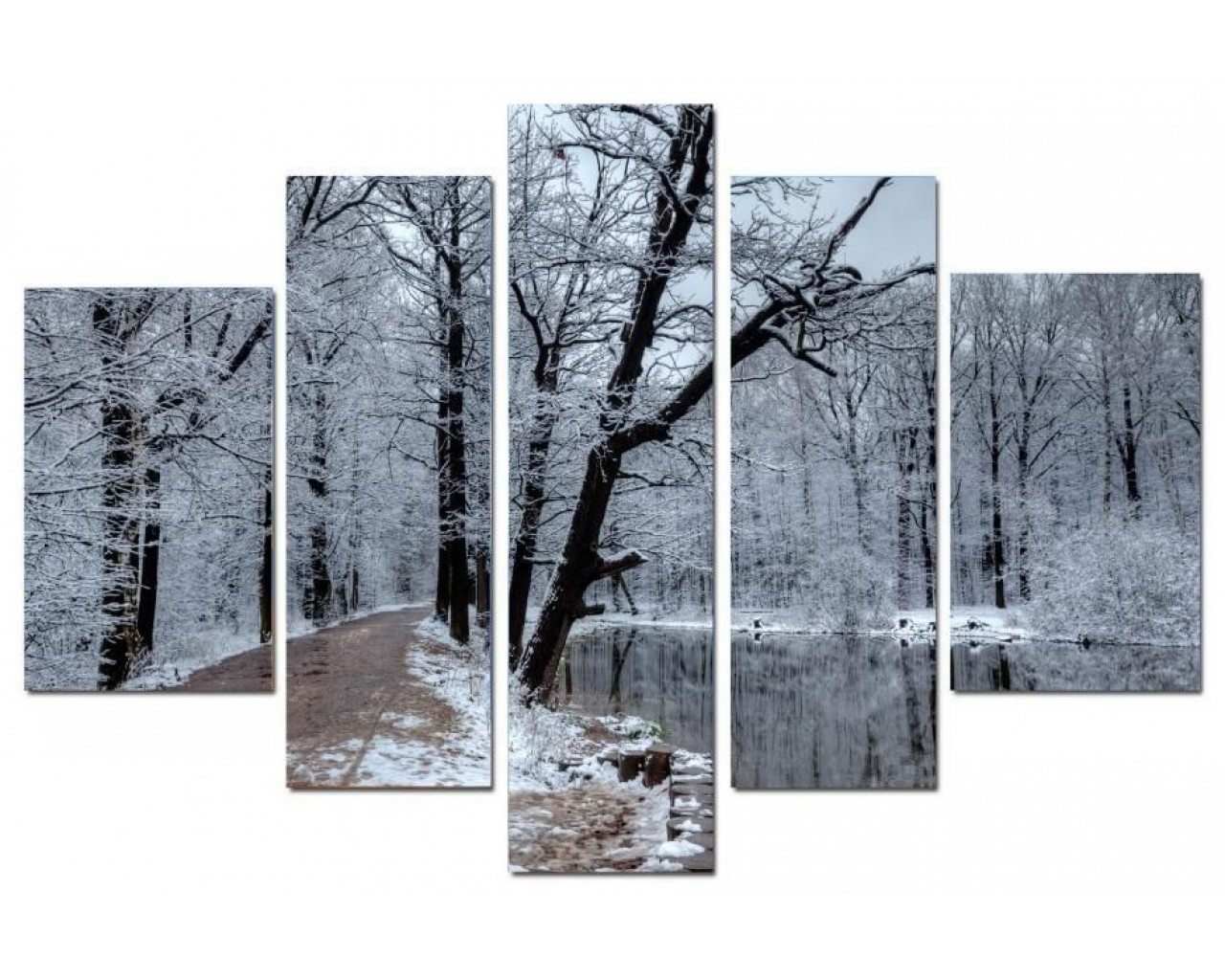 Модульная картина Зимний лес, 135х80 см.