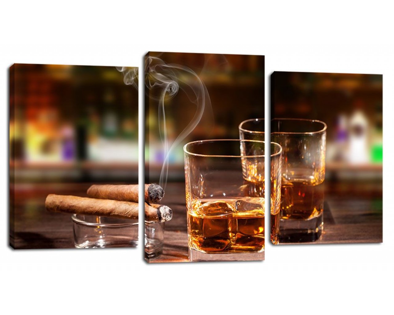 Модульная картина Сигары и виски, 105х70 см.