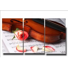 Модульная картина Цветок и скрипка, 90x60 см.