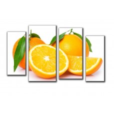 Модульная картина Апельсины на белом фоне, 81x53 см.