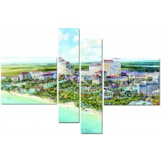 Модульная картина Город и пальмы, 160х80 см.