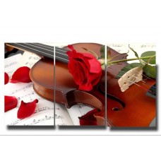 Модульная картина Роза и скрипка, 90x60 см.