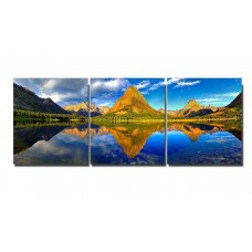 Модульная картина Горы и озеро, 90х40 см.