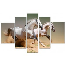 Модульная картина Белые лошади, 135х80 см.