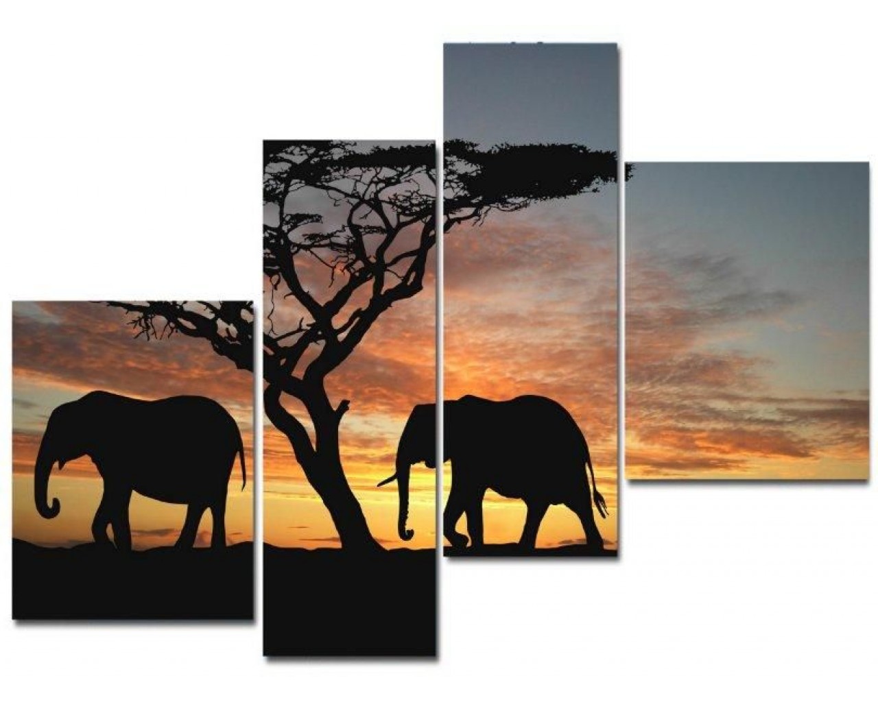 Модульная картина Слоны, 104х90 см.
